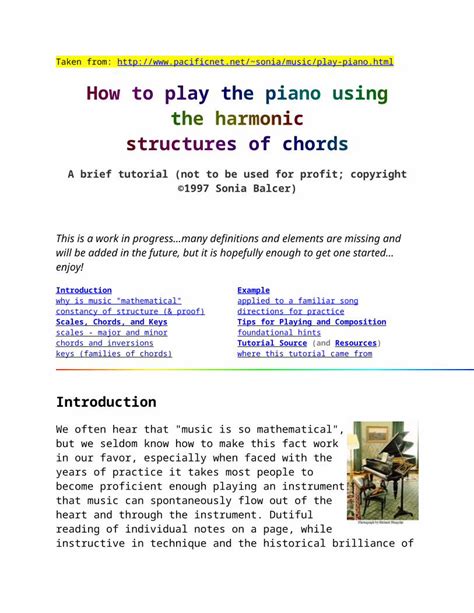 Docx How To Play The Piano Using The Harmonic Structures Of Chords