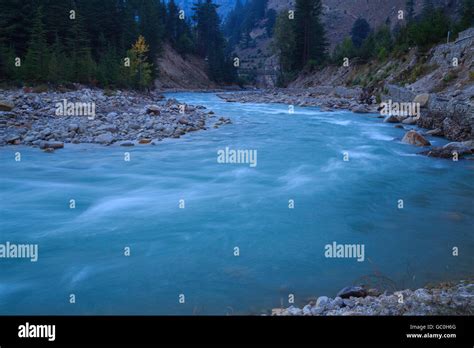 Beautiful Baspa river flowing through Sangla valley of Himachal Pradesh