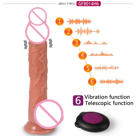 Wireless Remote Control Silicone Telescopic Linear Actuator Dildo
