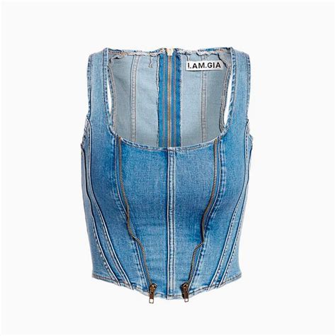 В этом сезоне носите джинсовые корсеты | Black crop top tank, Pink mesh ...