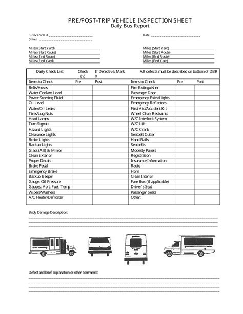 Rental Car Daily Vehicle Inspection Checklist