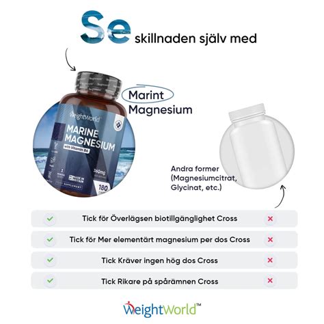 Köp Marint Magnesium + B6 360 mg, 180 kapslar | För muskler, ben energi
