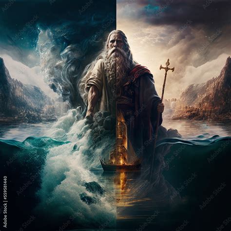 The prophet Moses divides the sea in two. Dazzling and magnificent ...
