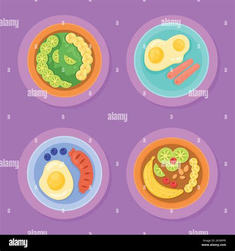 Breakfast Menu Set Four Icons Stock Vector Image And Art Alamy