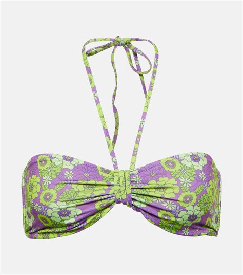 Alin Floral Halterneck Bikini Top In Purple Bananhot Mytheresa