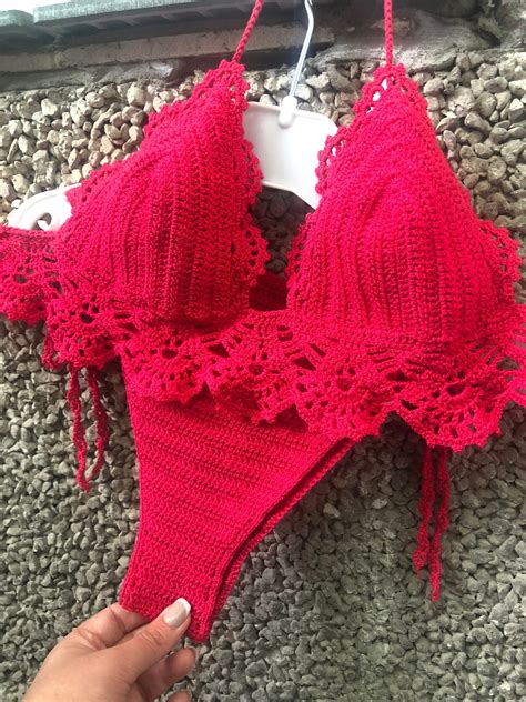 Crochet Bikini Set Sexy Swimwear Set Knitted Swimsuit Brazilian Bottom Handmade Bathing Suit