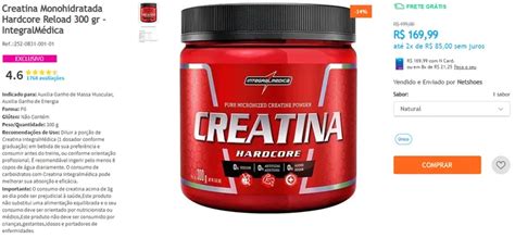 Creatina Monohidratada Hardcore Reload 300 Gr Integralmedica