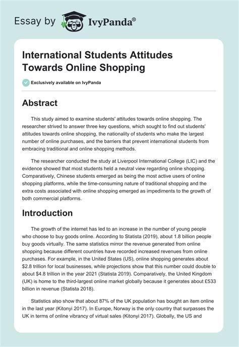 International Students Attitudes Towards Online Shopping 3823 Words