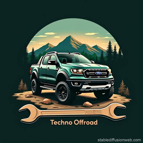 Techno Offroad Logo With Ford Ranger Stable Diffusion Online