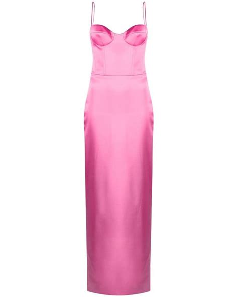 Rasario Bustier Satin Maxi Dress In Pink Lyst