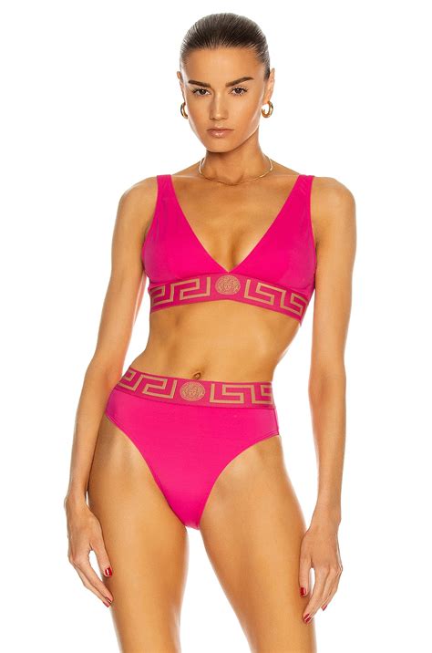VERSACE Triangle Bikini Top In Fuchsia FWRD