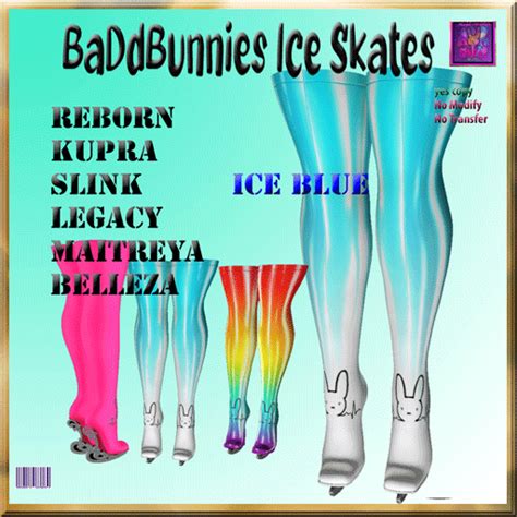 Second Life Marketplace Baddbunnies Ice Skates Ice Blue