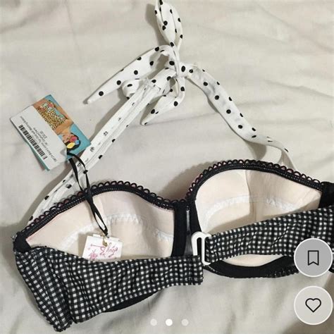 Vintage Pin Up Bikini Top Cherry Polka Dot And Depop