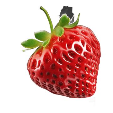 Juicy Red Strawberry With Green Stem And Leaves, Strawberry, Red, Juicy