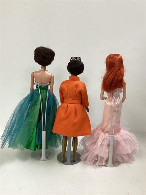 Lot Barbies Including A Vintage Brunette Bubblecut Barbie Wearing Jr Prom With Faux