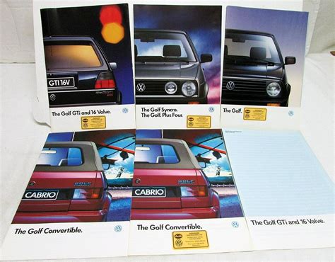 1990 Volkswagen Vw Golf Dealer Sales Brochures Set Gti 16 Valve Convertible