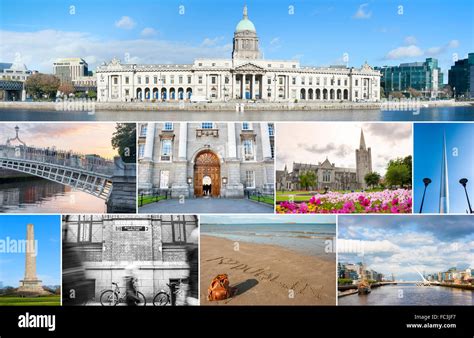 Collage of different landmarks in Dublin, Ireland Stock Photo - Alamy