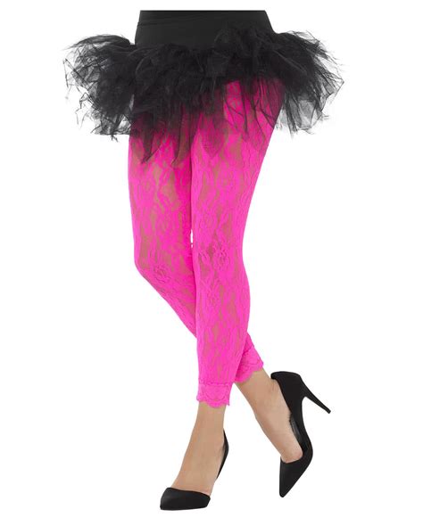 80s Lace Leggings Neon Pink Halloween Costume Accessories Horror