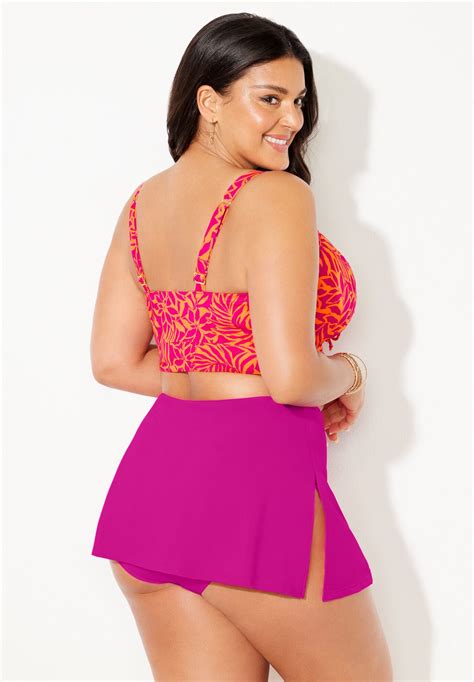 Bra Sized Tie Front Longline Underwire Bikini Set With Asymmetrical Skirt Ellos