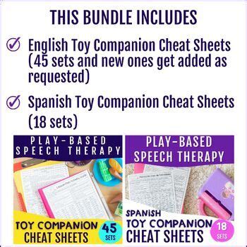 Toy Companion Speech And Language Cheat Sheets Bundle Spanish English