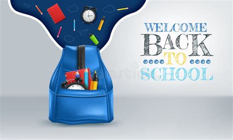 Realistic School Bag With Stationery Back To School Ad Poster Template
