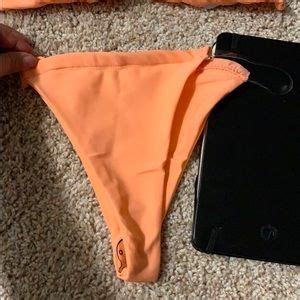 Luxnoire Swim No Tan Lines Clear Strap Bikini Coralorange Poshmark