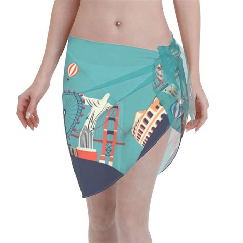 Disketp Let S Go Travel Women Swimsuit Cover Up Short Chiffon Summer Beach Sarong Bikini Wrap