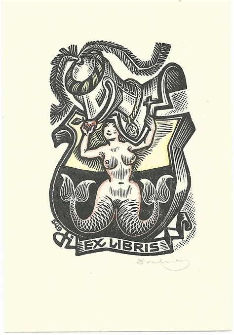 Istvan Drahos Opus Ex Libris Mermaid Drawings Book Plates