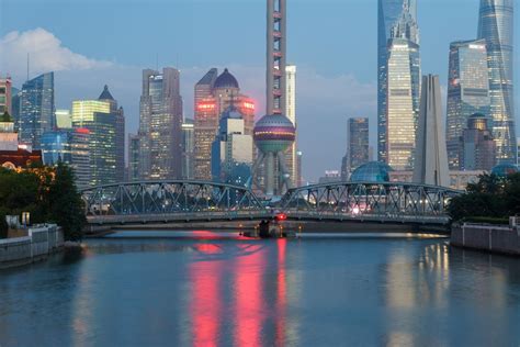 Pudong Skyline From Zhapu Bridge China