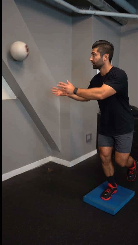 Single Leg Balance - Ball Toss Lateral, Foam Pad - [P]rehab