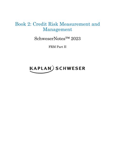 SOLUTION Frm 23 Part 2 Schweser Credit Risk Measurement And Management