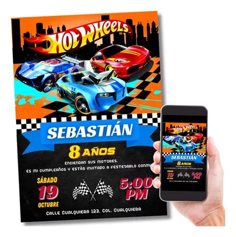 Invitación Digital Hot Wheels Cumpleaños Imprimible MercadoLibre