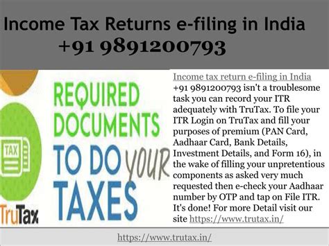 Ppt Online Tax Return Filing In India With Your