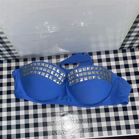 Xhilaration Swim Periwinkle Studded Strapless Bikini Swimsuit Top Poshmark