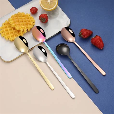 Stainless Steel Korean Spoon Dessert Spoon Tableware Household Soup