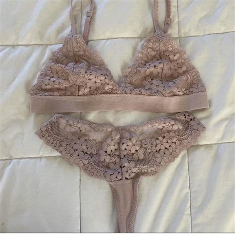 Floral Lace Lingerie Set Floral Triangle Lace Depop