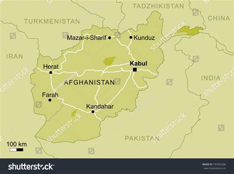 Vector Map Afghanistan Important Cities Roads Stock Vector Royalty