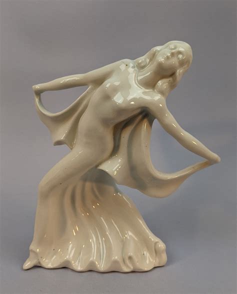 Large S Ceramic Pottery Art Deco Cape Dancer Dancing Woman Lady Female Nude Figure Figurine