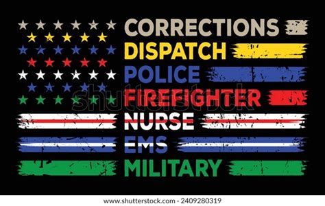 First Responders Shirt First Responders Flag Stock Vector Royalty Free