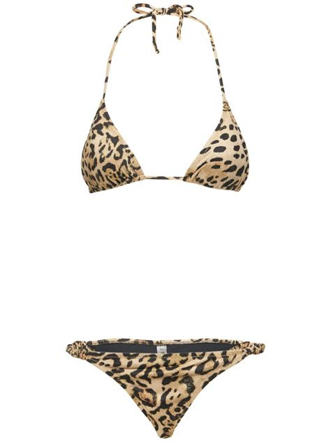 REINA OLGA Scrunchie Printed Triangle Bikini Reina Olga