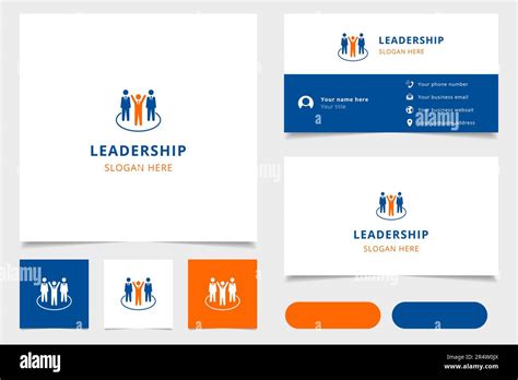 Leadership Logo Design With Editable Slogan Branding Book And Business