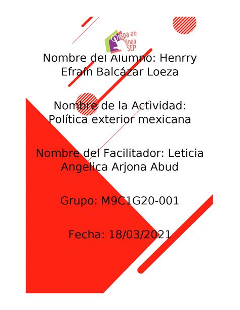 Actividad integradora 6. Política exterior mexicana | Apuntes de