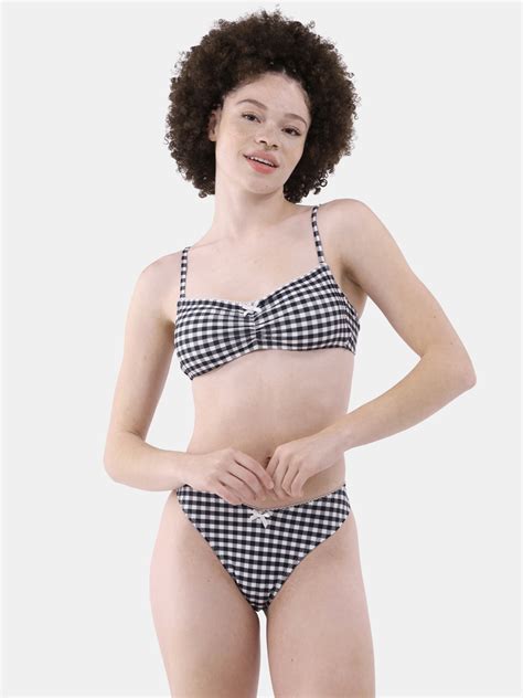 No Boundaries Women S And Women S Plus Gingham Bow Bralette Bikini Top Sizes XXS XXL Walmart