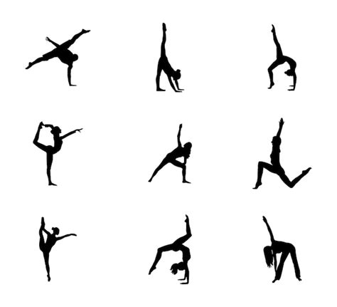 Premium Vector Set Of Easy Gymnastic Poses Silhouette