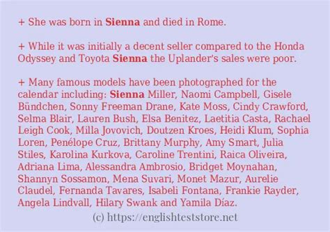In Sentence Examples Of Sienna Englishteststore Blog