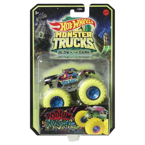 Monster Trucks Hot Wheels Glow In The Dark Podium Crasher Hcb Toyzz Shop