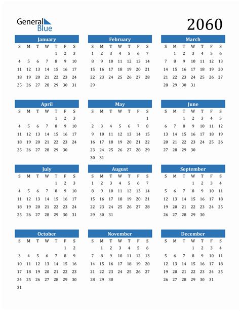 Free 2060 Calendars In Pdf Word Excel
