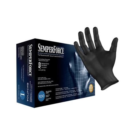 Semperforce Nitrile Exam Glove Black Pf Textured Lg Bx100