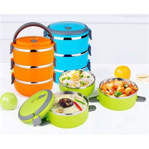 Buy 6th Dimensions 3 Layer Lunch Box Stainless Steel Tiffin Hot Box Vaccum Insulated Orange