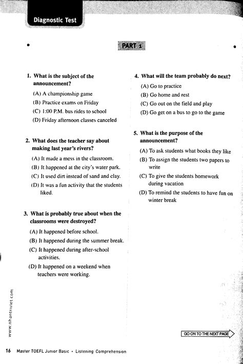 [Tải PDF] Master TOEFL Junior - Basic (Cefr Level A2) - Listening PDF ...